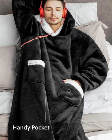 Długa kocobluza unisex z kapturem i białymi wstawkami