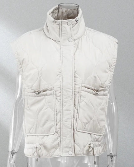 Kamizelka damska z przeszyciami i ściągaczem