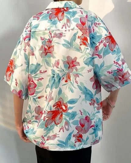 Męska koszula w hawajskim stylu z motywem kwiatów