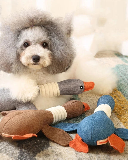 Pluszowa zabawka dla psa – kaczka z dźwiękiem, zabawka do żucia i czyszczenia zębów