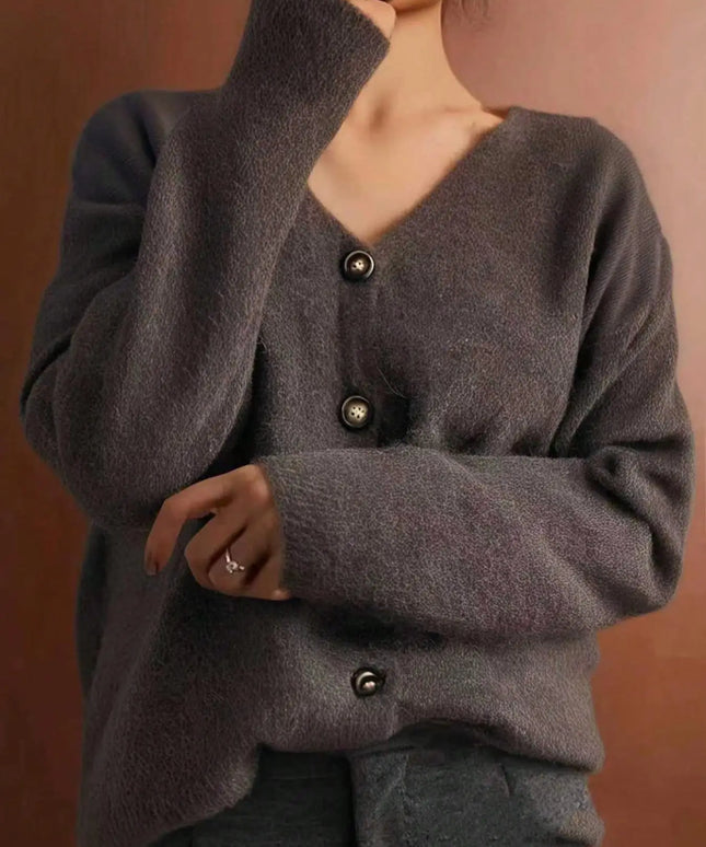 Damski krótki kardigan rozpinany – crop top dzianinowy