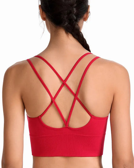 Sportowy biustonosz ze skrzyżowanymi ramiączkami na plecach