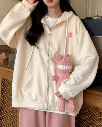 Damska bluza oversize z motywem w serca