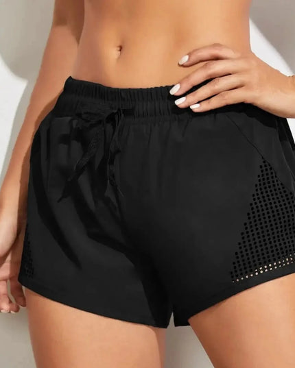 Sportowe szorty damskie z gumką w pasie i siateczką na nogawkach