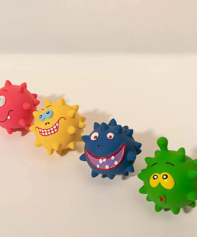 Piszcząca zabawka dla psa – kolczasta piłka do żucia i czyszczenia zębów