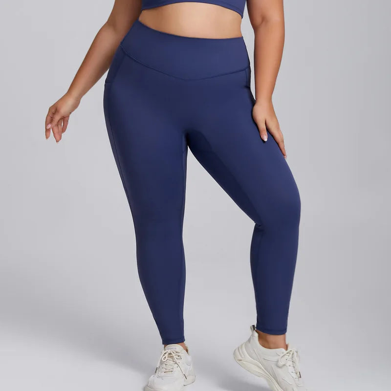 Damskie sportowe legginsy bezszwowe plus size