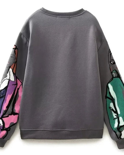 Damska bluza w stylu crewneck z kolorowym nadrukiem