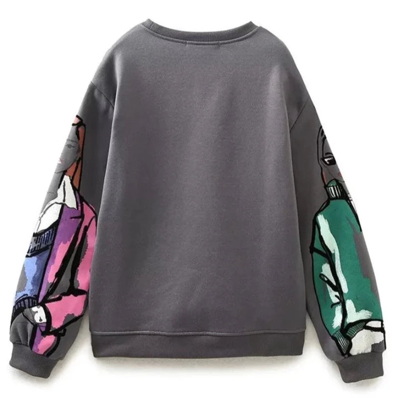 Damska bluza w stylu crewneck z kolorowym nadrukiem