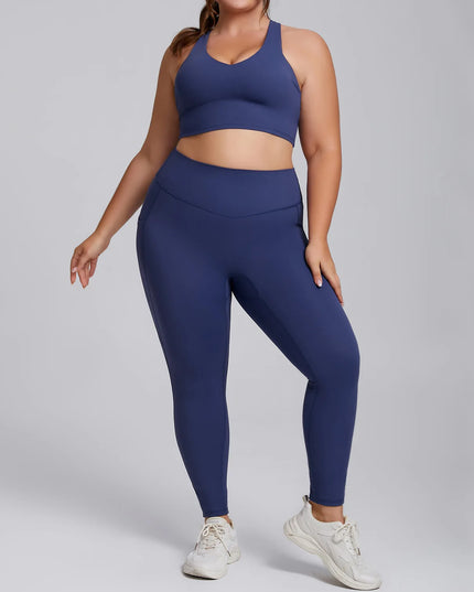 Komplet sportowy damski plus size - bezszwowe legginsy i top