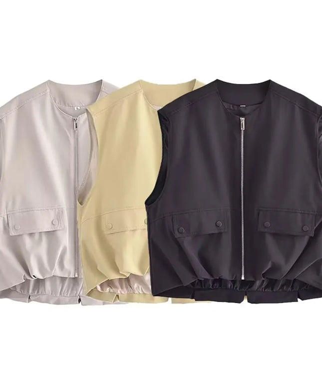 Kamizelka damska na suwak z gumką w pasie