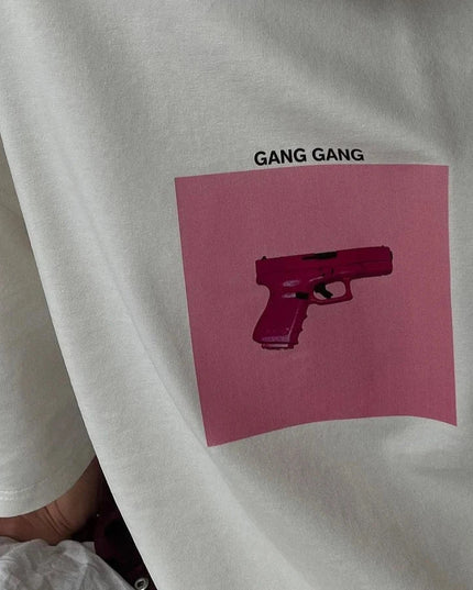 Damski T-shirt bawełniany z nadrukiem