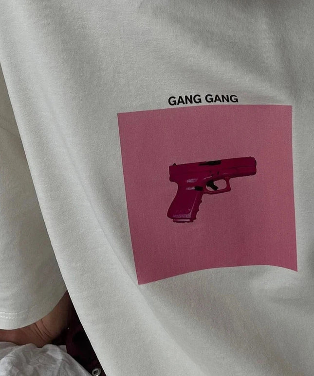 Damski T-shirt bawełniany z nadrukiem