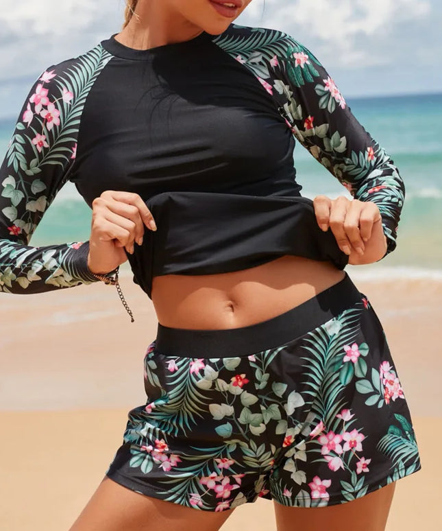 Dwuczęściowy strój kąpielowy tankini z długim rękawem