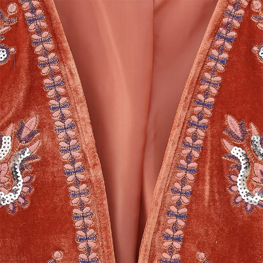 Kamizelka damska z haftowanymi wzorami