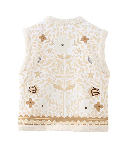 Kamizelka damska ocieplana z kolorowym motywem