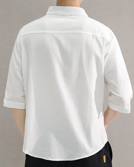 Męska koszula bawełniana z rękawami 3/4