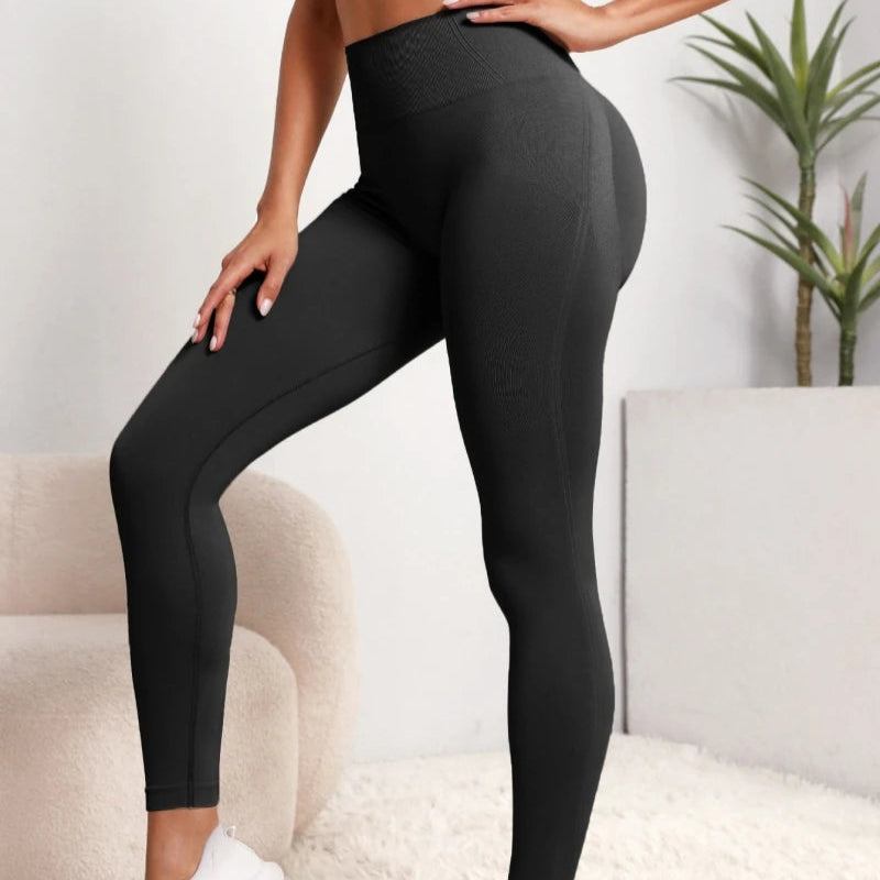 Sportowe legginsy damskie push-up bezszwowe z wysokim stanem