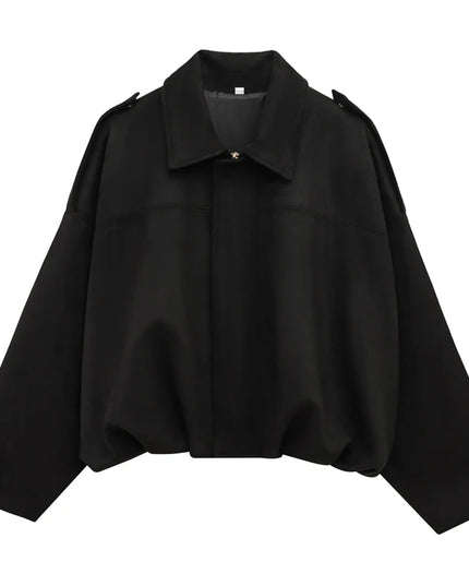 Zamszowa kurtka bomberka oversize zapinana na zamek