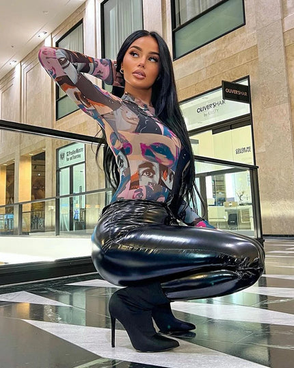 Body damskie siateczkowe w kolorowe wzory