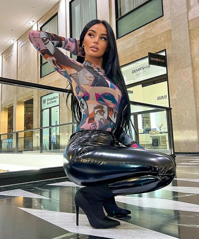 Body damskie siateczkowe w kolorowe wzory