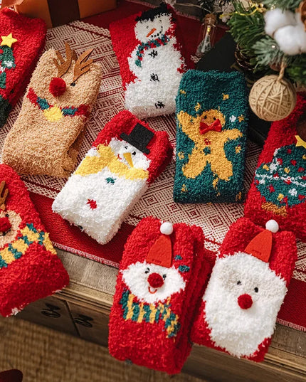 Skarpetki damskie ocieplane w świąteczny wzór