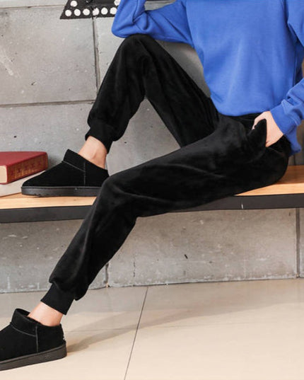 Damskie zimowe spodnie welurowe dresy ocieplane