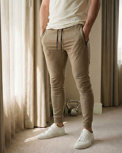 Sportowe dresy męskie obcisłe z kieszeniami na suwak