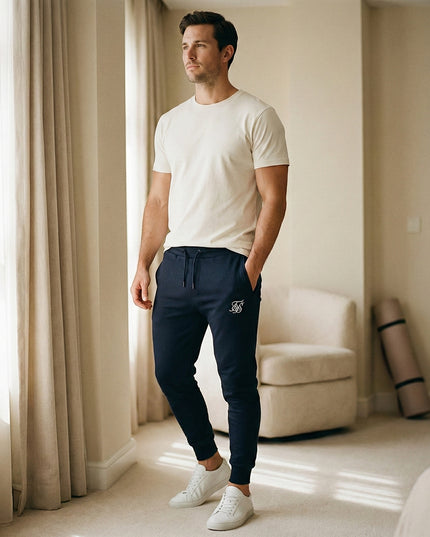 Sportowe dresy męskie ze zwężaną nogawką i kieszeniami