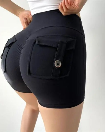 Sportowe legginsy damskie z kieszeniami - krótki krój