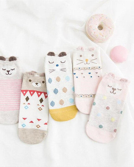 Skarpetki damskie krótkie zestaw 5 kolorowych par