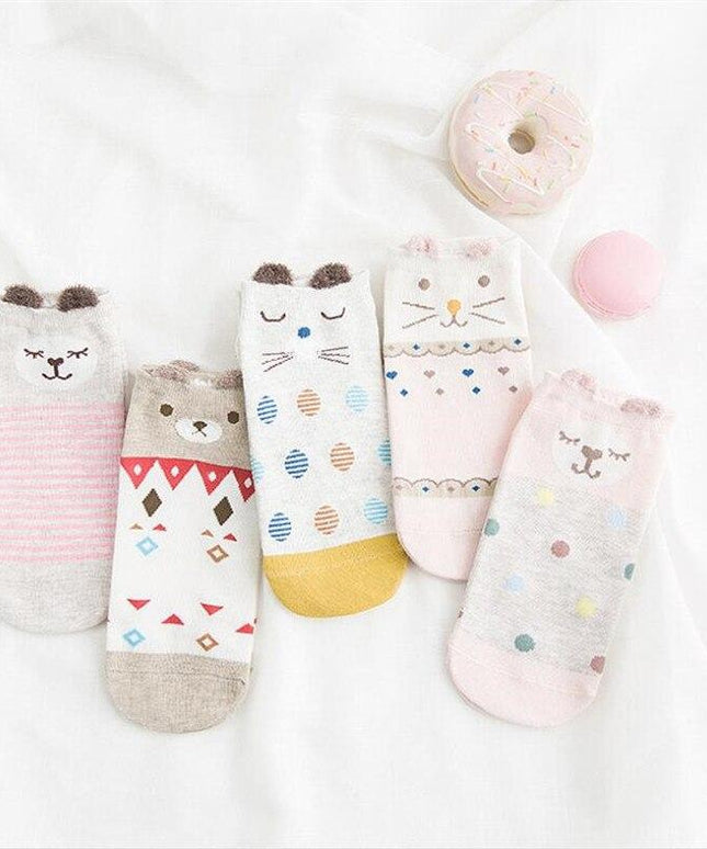 Skarpetki damskie krótkie zestaw 5 kolorowych par