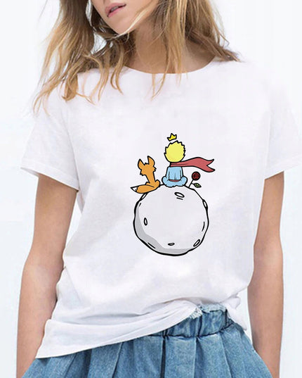 Damski T-shirt z kolorowym motywem Małego Księcia