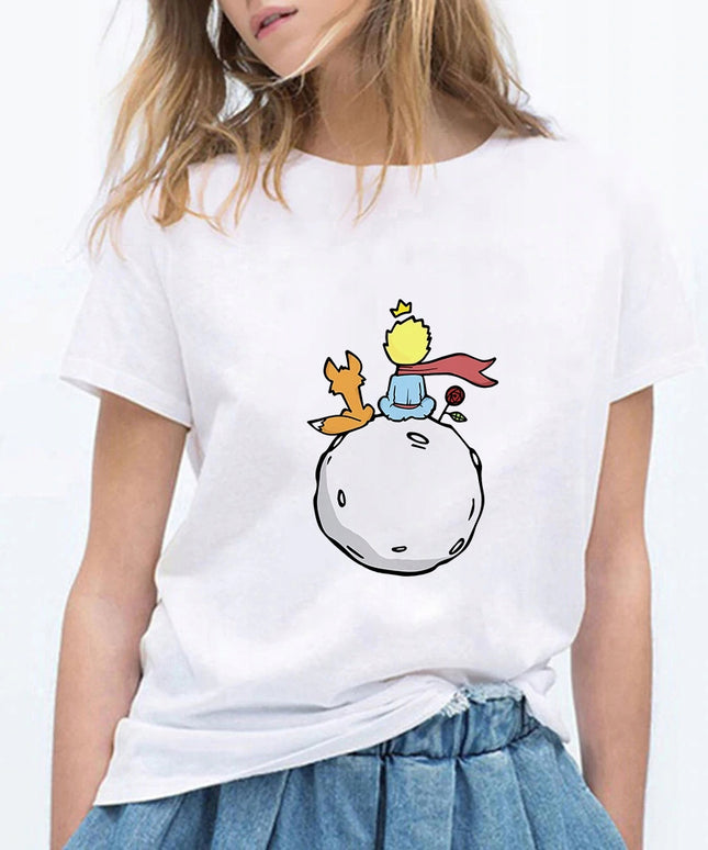 Damski T-shirt z kolorowym motywem Małego Księcia