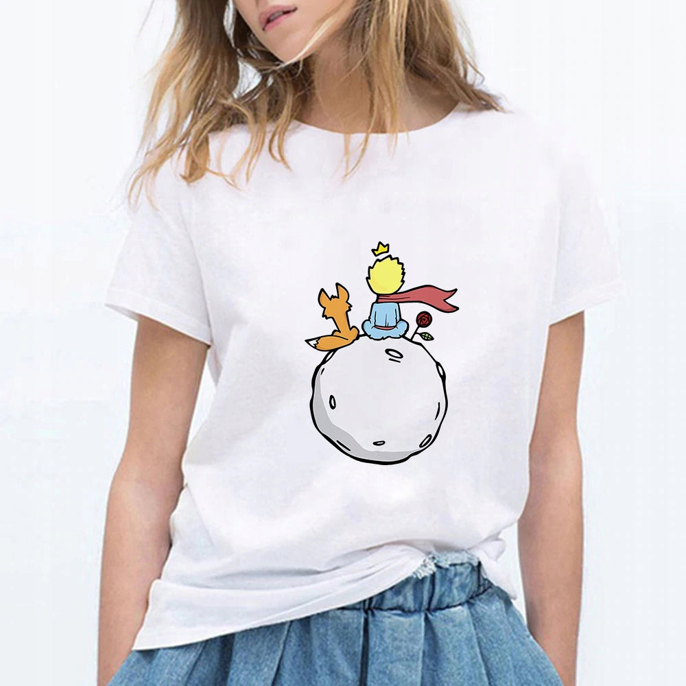 Damski T-shirt z kolorowym motywem Małego Księcia