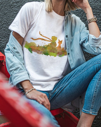 Damski T-shirt z tęczowym motywem Małego Księcia