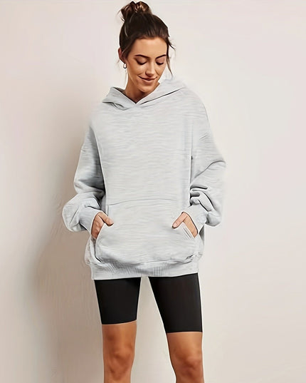 Damska bluza z kapturem nierozpinana plus size z bawełną