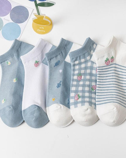 Skarpetki damskie krótkie z motywem 5 par