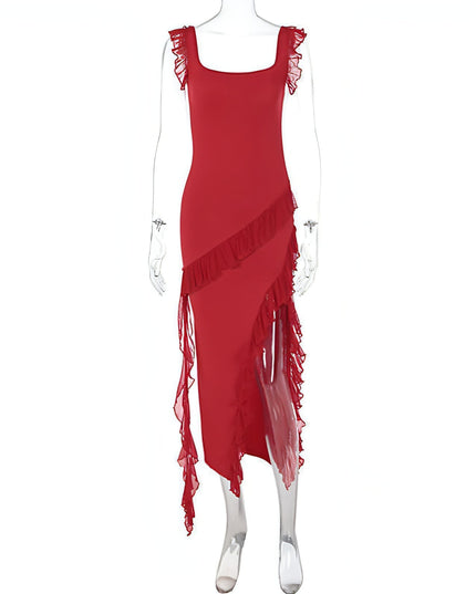 Female letnia fashionable stringy selvedge stitching temperament sukienka