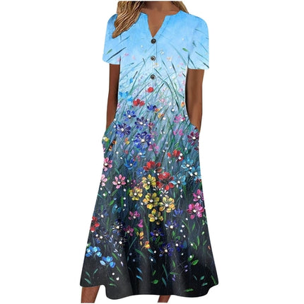 Women’s letnia sukienka midi casual, light & pocket-ready