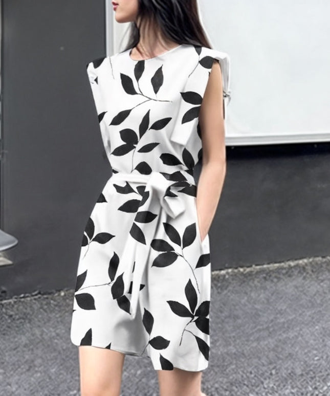 Damski kombinezon krótki z motywem liści