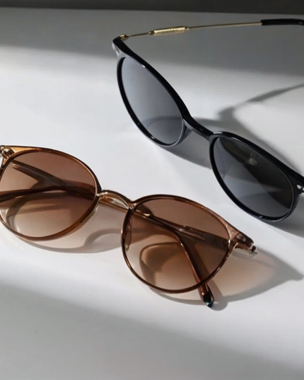 Damskie okulary przeciwsłoneczne z okrągłymi szkłami - zestaw 2 sztuk