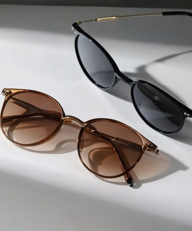 Damskie okulary przeciwsłoneczne z okrągłymi szkłami - zestaw 2 sztuk