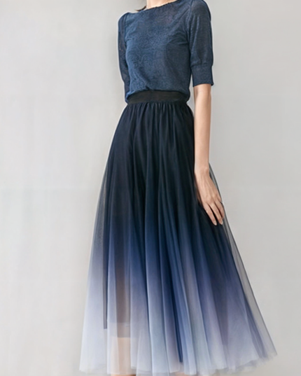 Spódnica midi tiulowa z efektem ombre