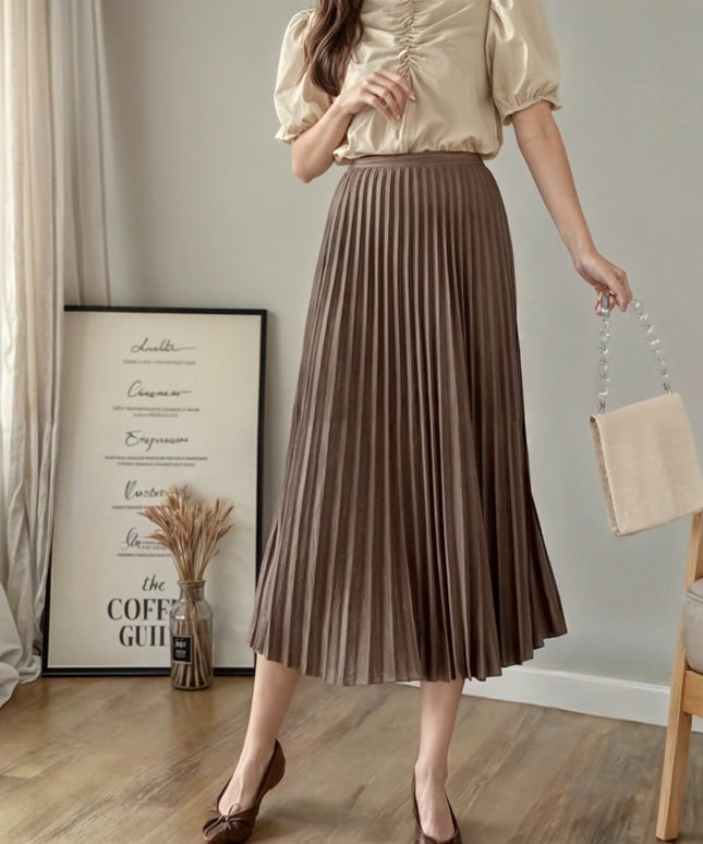 Spódnica midi plisowana z gumką w pasie