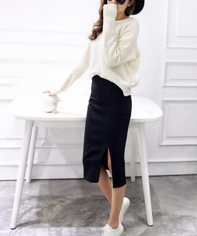 Casualowa spódnica midi ołówkowa