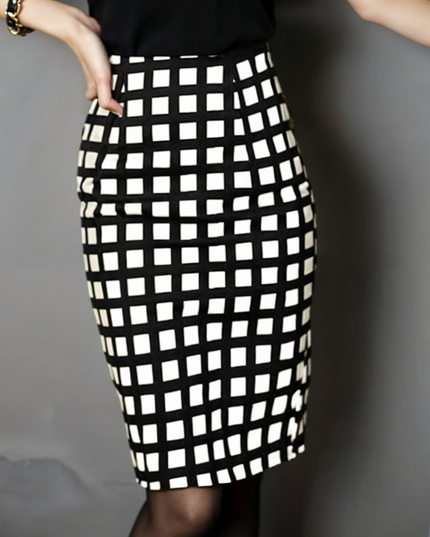 Spódnica midi ołówkowa w kratę