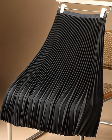 Spódnica maxi plisowana w jednolitym kolorze