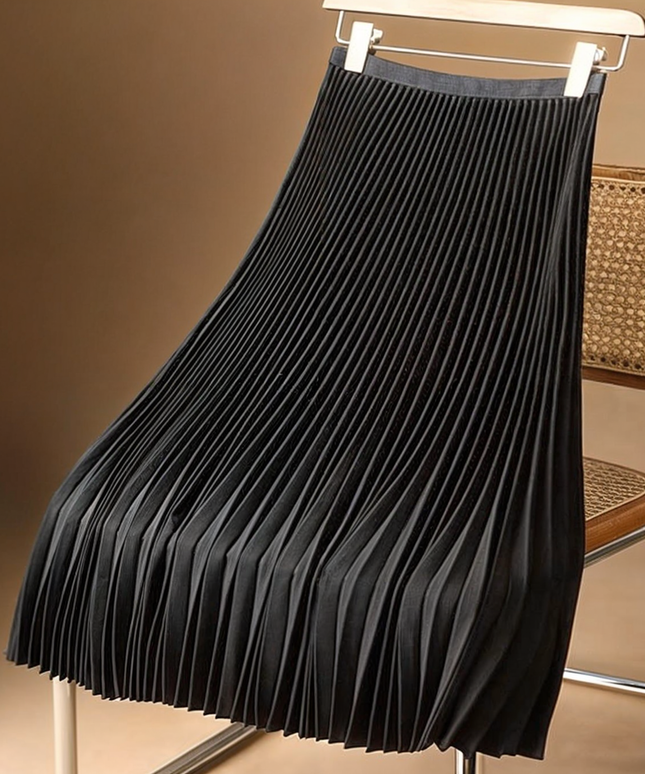 Spódnica maxi plisowana w jednolitym kolorze