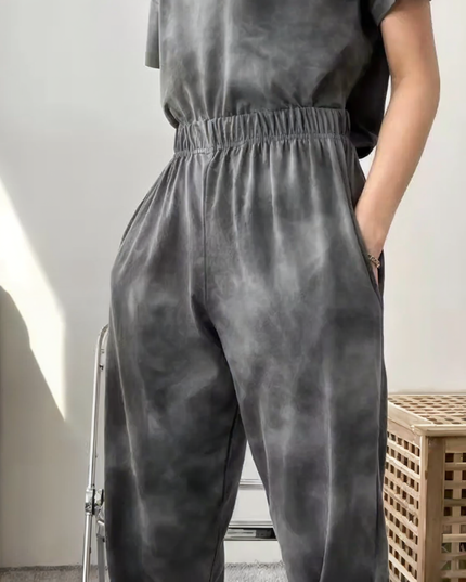 Komplet damski dresowy z topem z krótkim rękawem