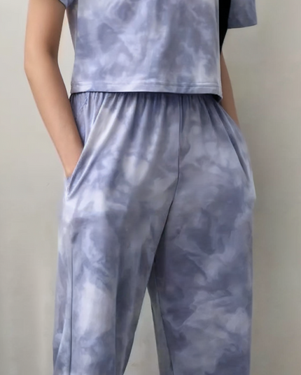 Komplet damski dresowy z topem z krótkim rękawem